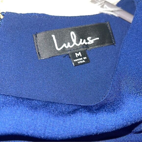 Lulus Dress Womens Sz Medium shift and shout chiffon Navy Blue Mini Preppy NWT - Picture 7 of 10